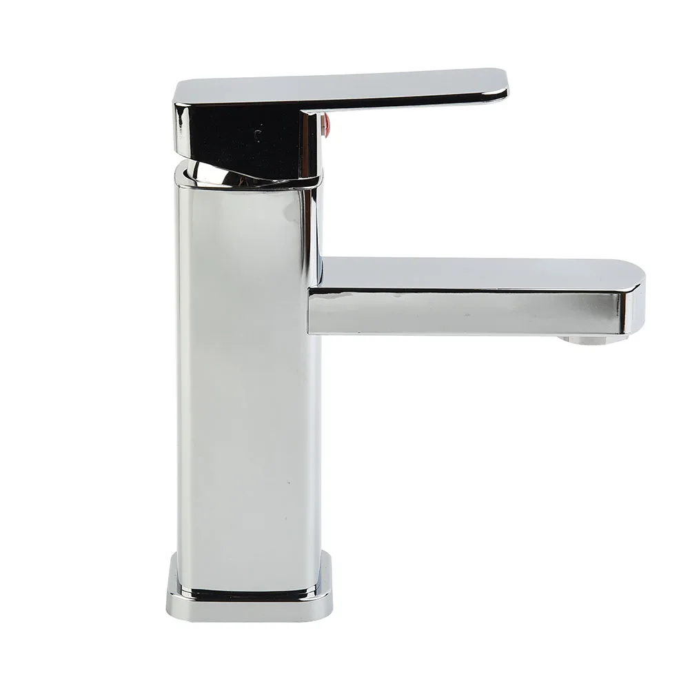 

1PCS Household Silver Faucet NEW Mono Basin Tap Mixer Square Bathroom Bath Modern Filler Sink Taps Household Tools