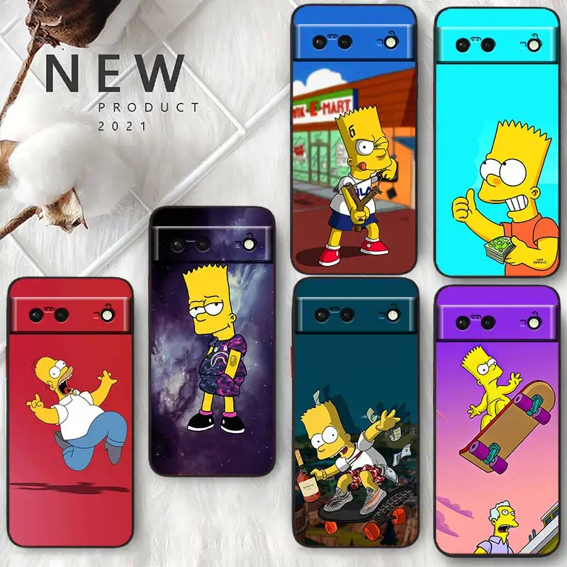 

Anime Cute The Simpson For Google Pixel 7 6 Pro 6A 5A 5 4 4A XL 5G Shell Soft Silicone Fundas Coque Capa Black Phone Case