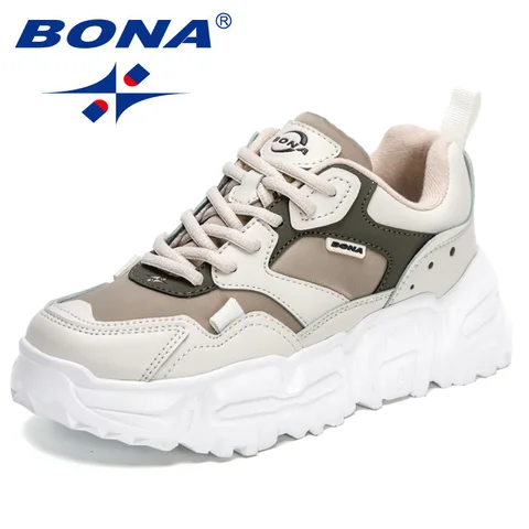 Кроссовки BONA женские на платформе, Вулканизированная подошва, на шнуровке, легкие прогулочные кеды, повседневная обувь, 2022