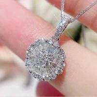 huitan dainty pendant necklace with dazzling cz stone luxury neck necklace for women wedding party statement jewelry drop ship