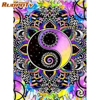 ruopoty painting by numbers colorful pattern oil picture by number 60x75cm frame on canvas handmade unique gift home decors