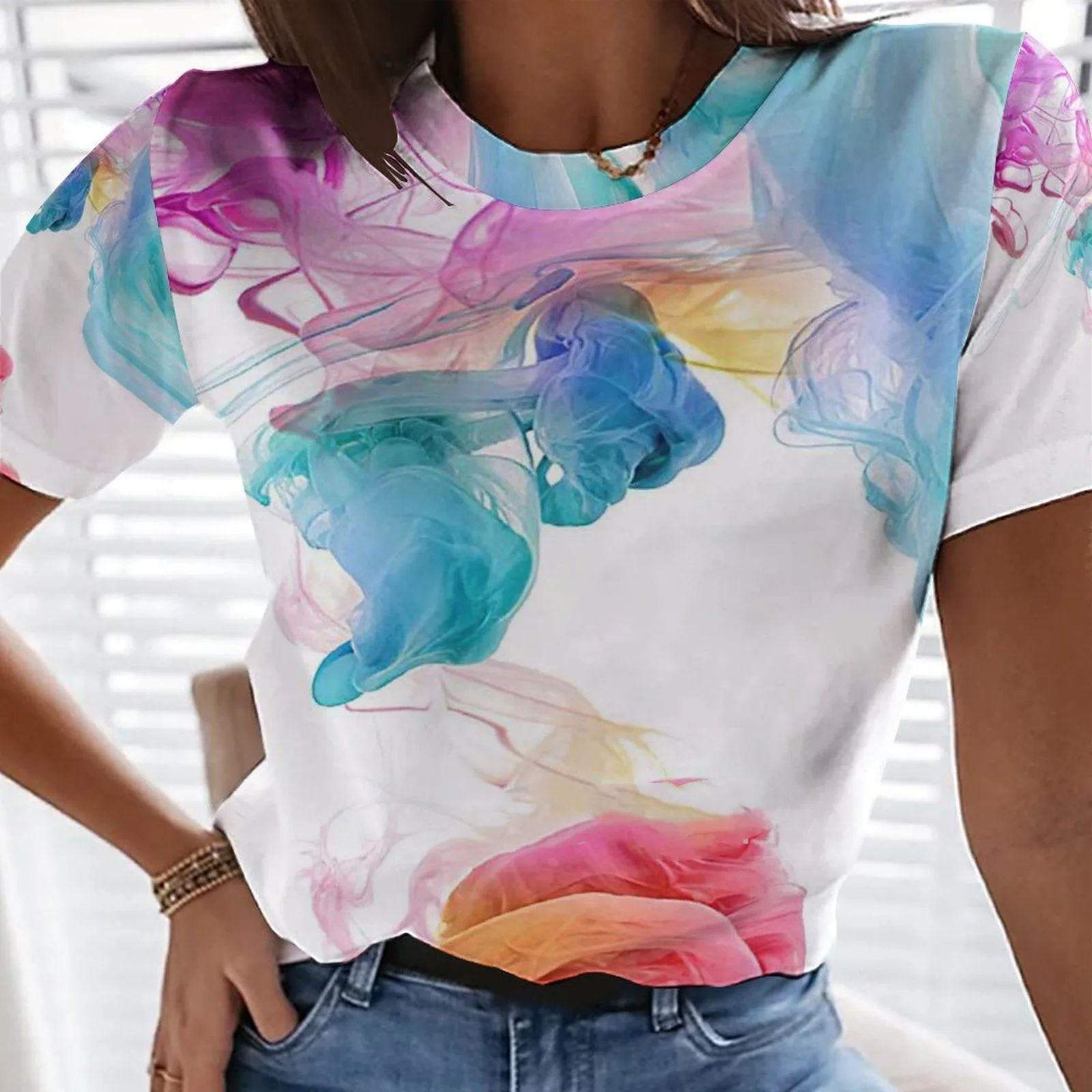 2022 New SummerAnimal Graffiti 3d Printed T-shirts Peacock Dragonfly Graphic Women Short-sleeve Y2k Clothes Female Casual Tops