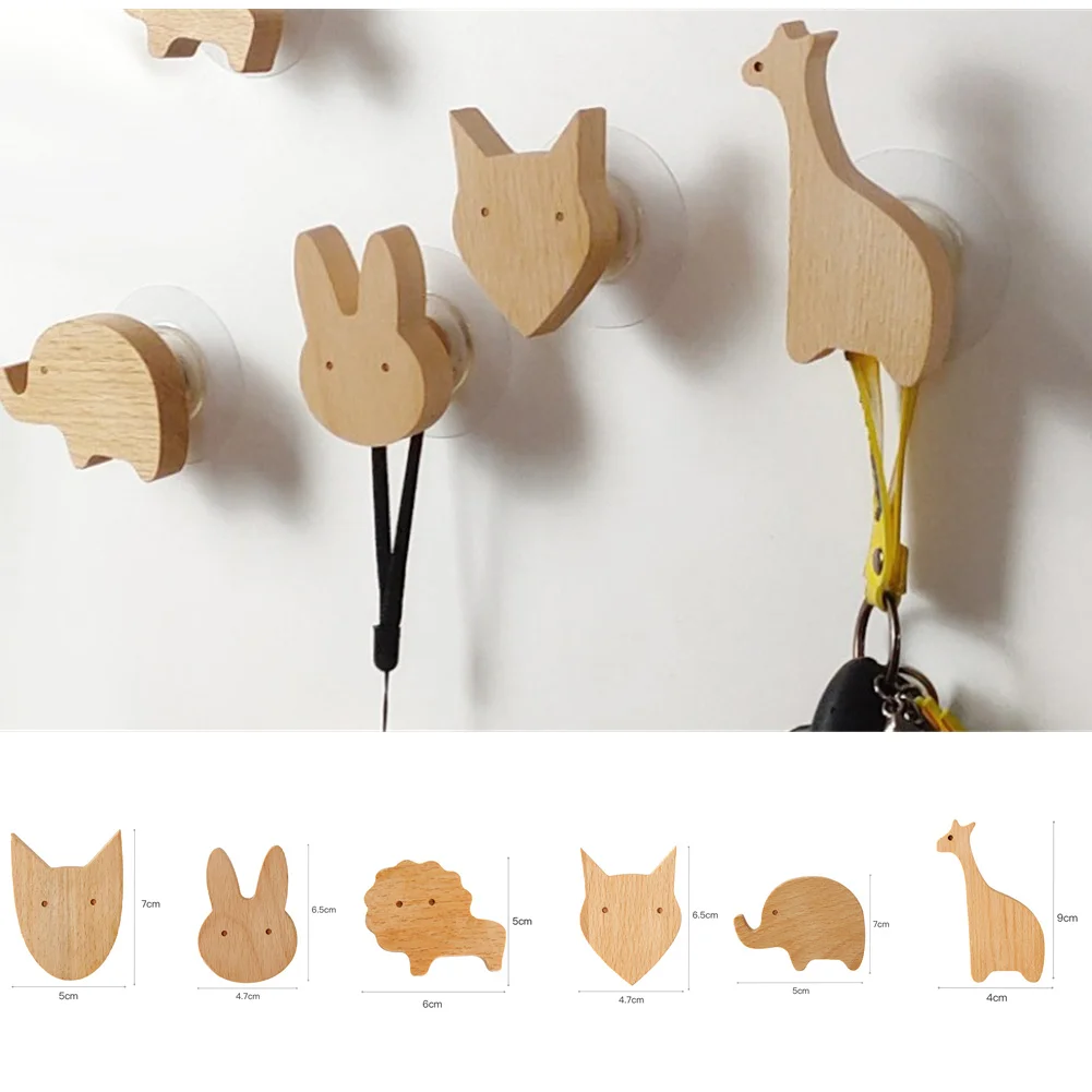 

Cute Animal Wood Wall Hooks Furniture Handle Doors Drawers Wardrobe Knobs with Screws for Towels Coat Entryway Wall Hanger