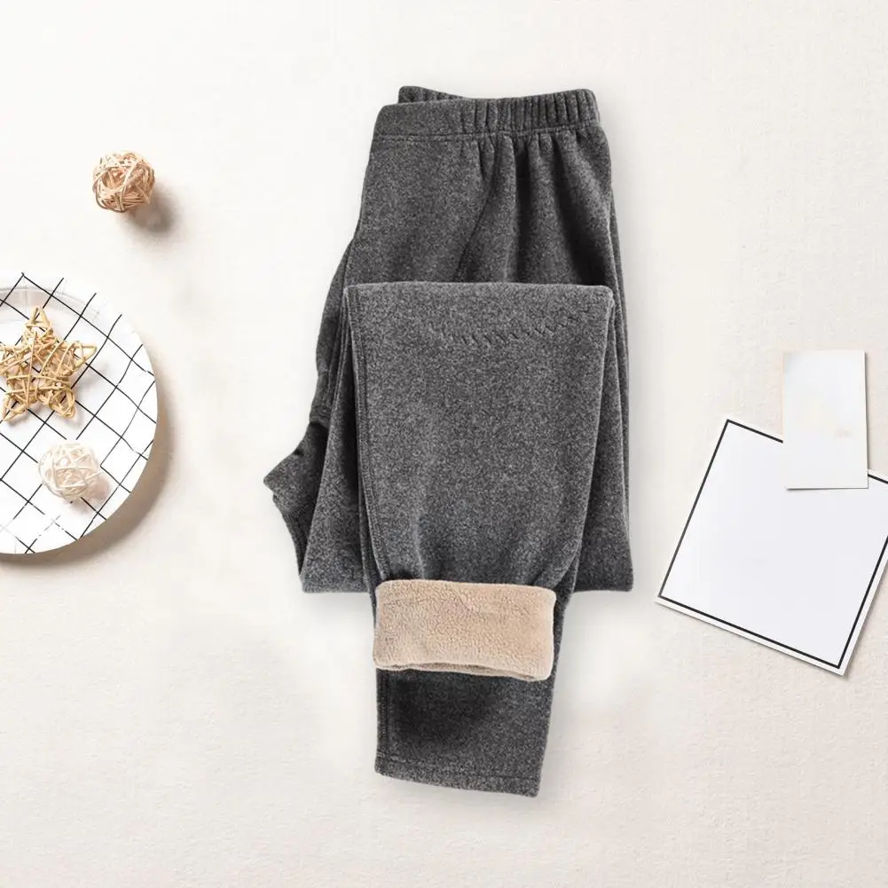 

Men Plush Fleece Pants Cozy Winter Thermal Pants Knee Heating Patch Soft Stretchy Unisex Bottoming Trousers For Men Elastic