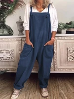 women solid jumpsuits sleeveless office lady baggy overalls 2022 zanzea casual leisure summer lady loose playsuits oversized 1