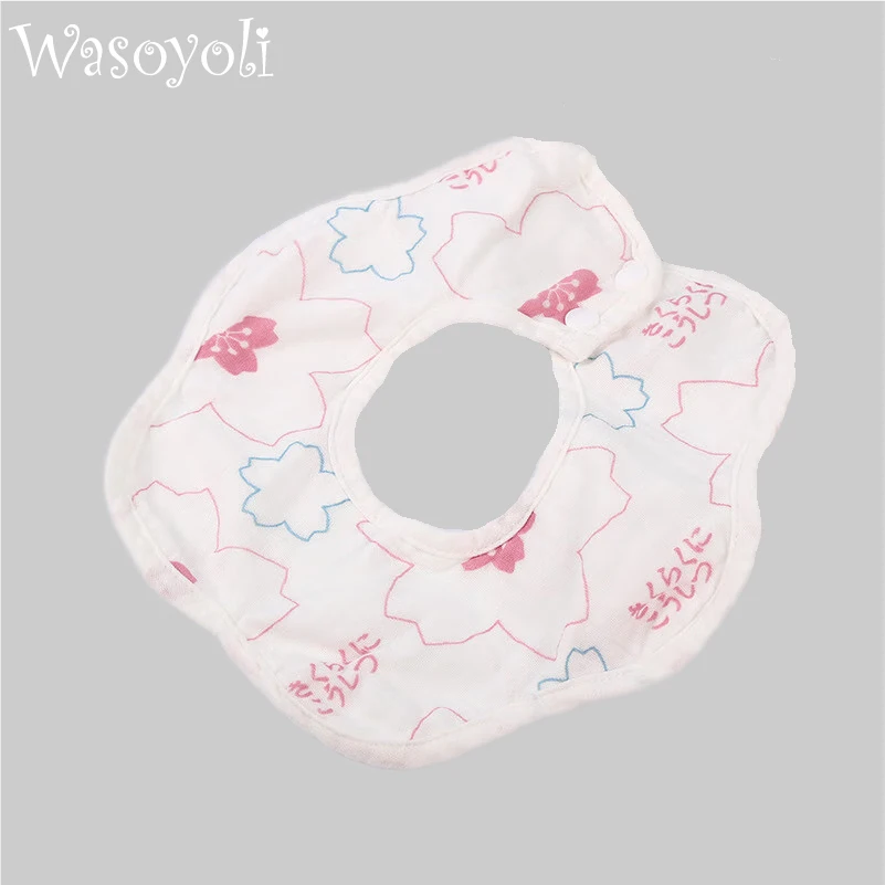 

1 Piece Wasoyoli Waterproof Flower Bib 4 Layers 26*29CM Burp Cloths Colorful 100% Muslin seersckuer Cotton Printed Infant Bib