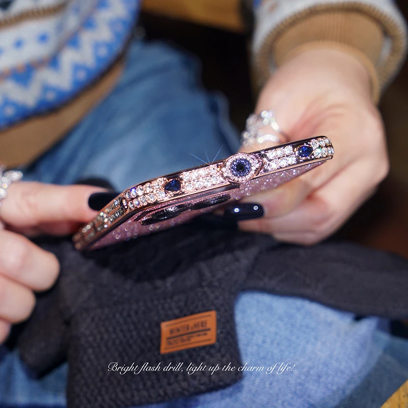 Rhinestone Crystal Diamond Metal Edge Bumper Phone Case For iPhone 14 Plus 13 12 11 Pro XS Max XR X Glitter Back Film Cover