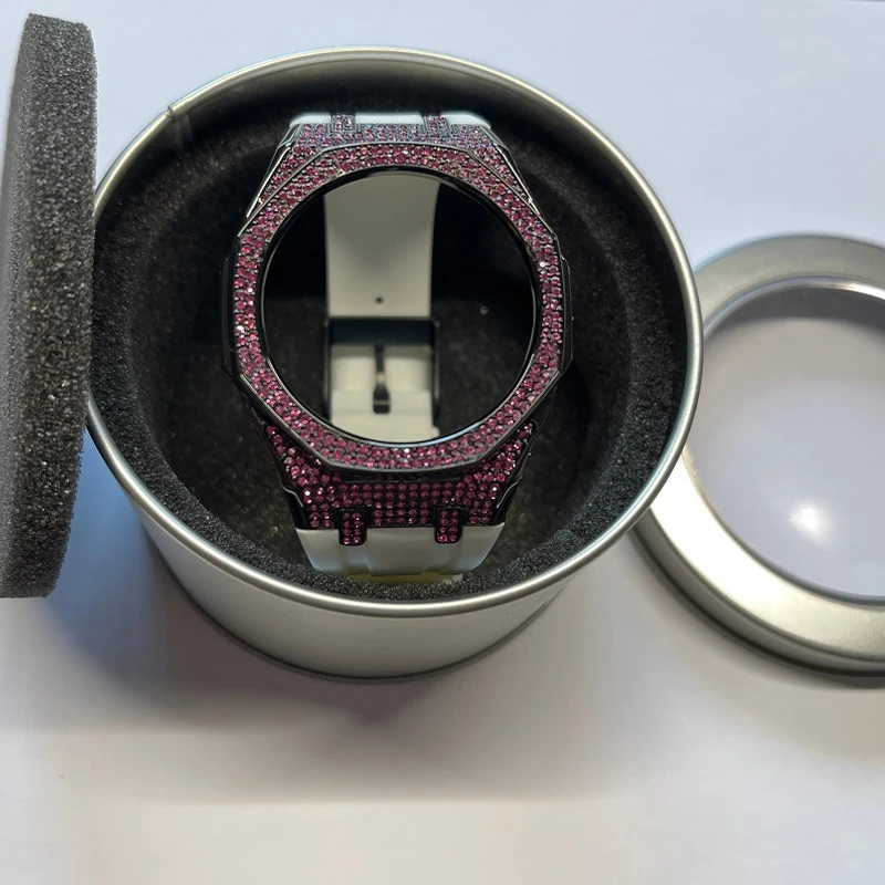 Diamond Case Rubber Strap Modification Kit for Casioak GA2100 GMAS-2100 Mod Kit Metal Steel Bezel for Casioak GA-2100/2110 Strap