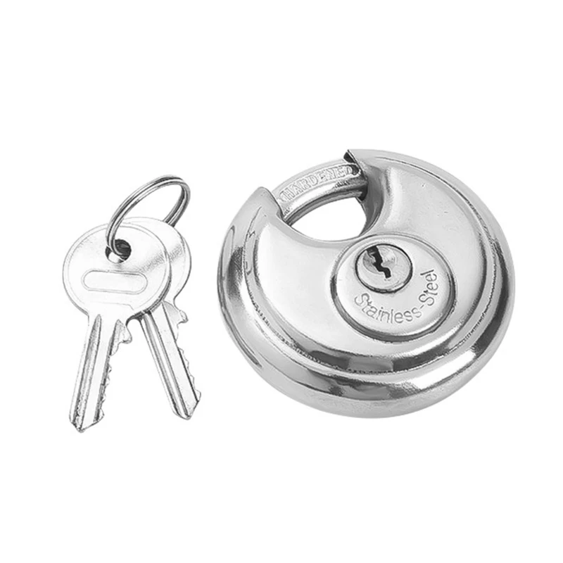 

Round Padlock Horizontal Opening Padlock Stainless Steel Anti-theft Window Padlock Hardened Steel Shackle for W/2 Keys