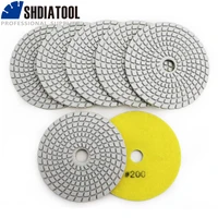 shdiatool 7pcs 4 200 diamond wet flexible polishing pads 100mm white bond sanding disc for granite stone marble