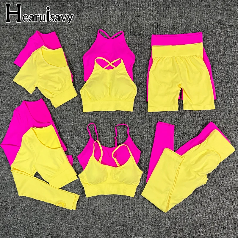 

Women's Tracksuit Yoga Suit Set Woman 2 Pieces High Waist Seamless Gym Training Bra Running Sports Suit Women's Hip Lift Shorts