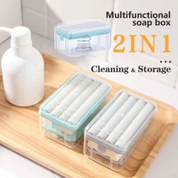 multifunctional soap dish 2 in 1 soap cleaning storage foaming box with sponge rollers for kitchen bathroom laundry accessories