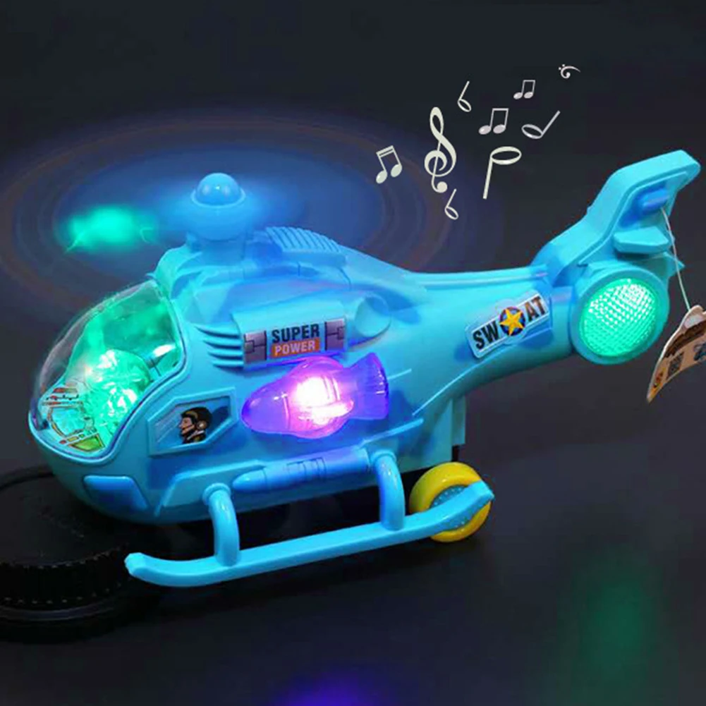 

Children's Electric Airplane Toy Pull Back Toy Universal Wheel Luminous Helicopter Children's Educational Toy Gift Large Airplan