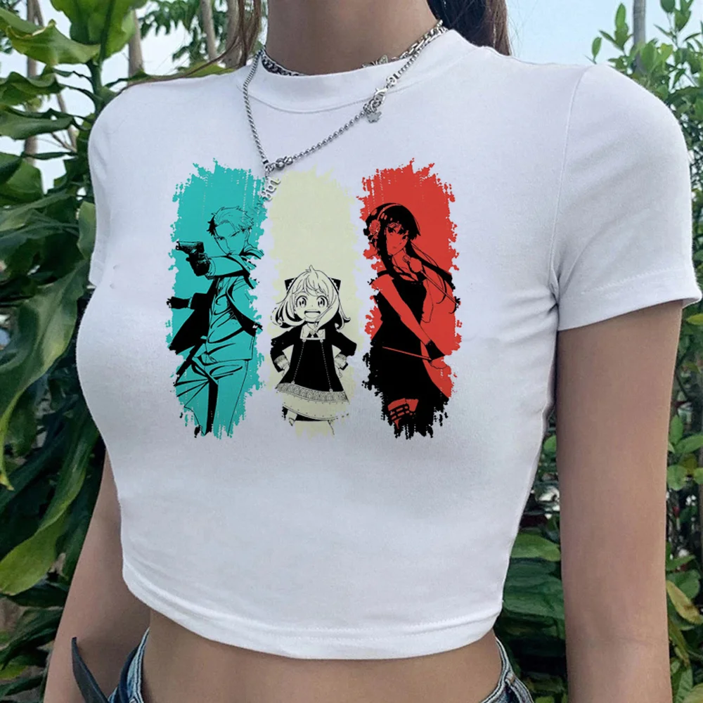 

Женский укороченный топ в стиле кибер-Эко, с принтом феи и манги