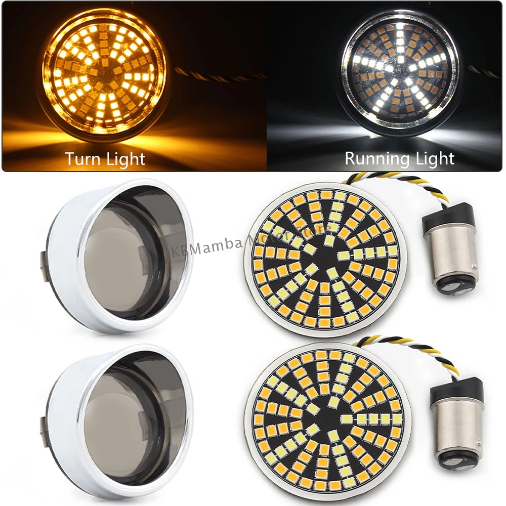 

Motorcycle Front 1157 LED Amber Turn Signals Indicator Light 2" Inserts Lamp For Harley Touring Sportster Glide Dyna FLSTF CVO