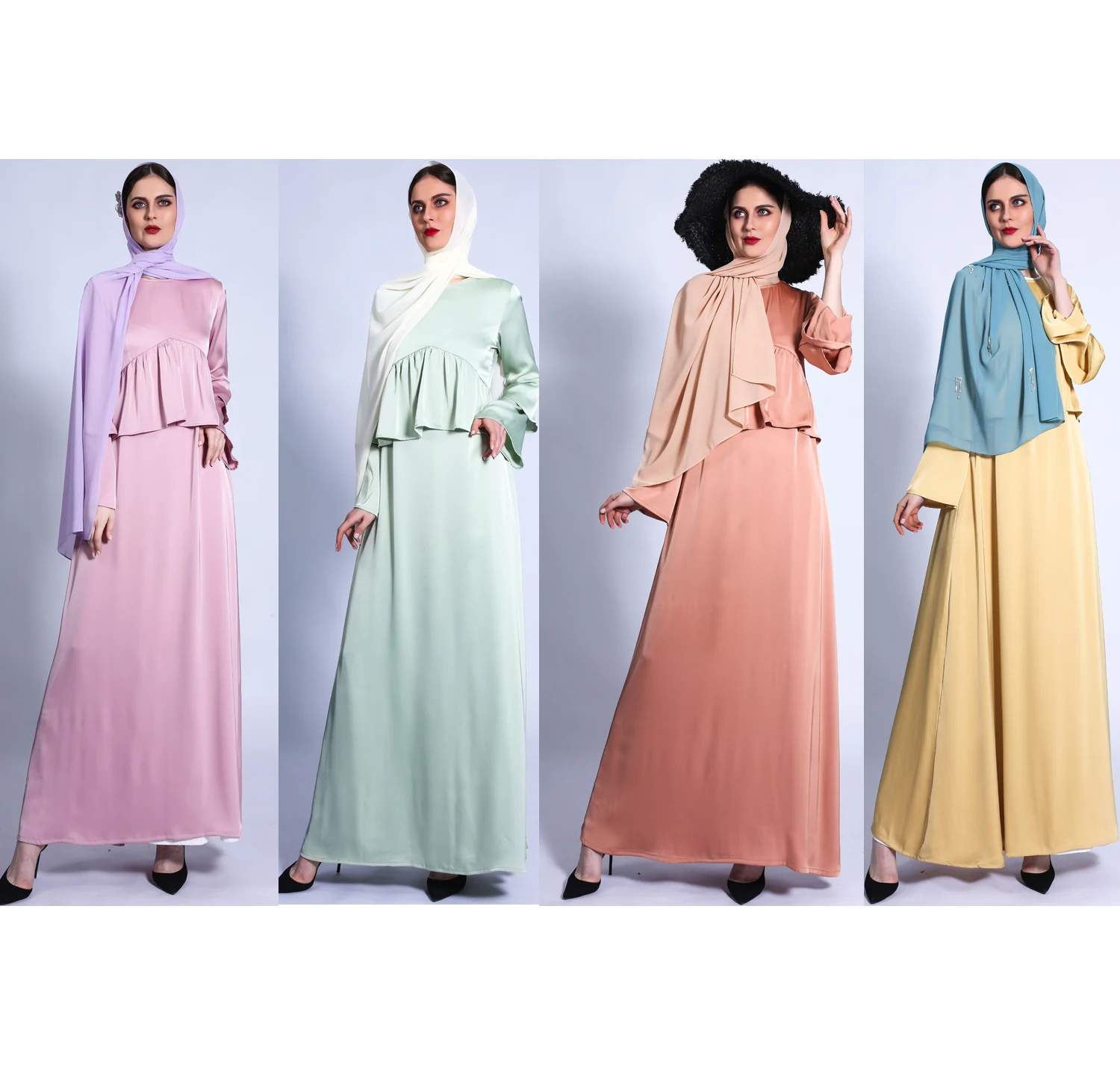 Muslim Fashion Long Abaya Flare Sleeve Dress Maxi Women Fancy Matte Ball Gown Evening Dress for Gorgeous Party