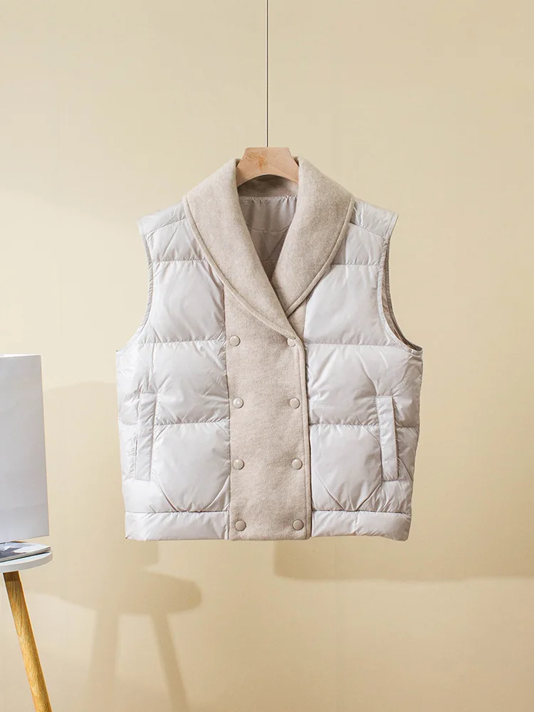 Женский пуховой жилет новинка сезона осень-зима 2024 однобортная Свободная