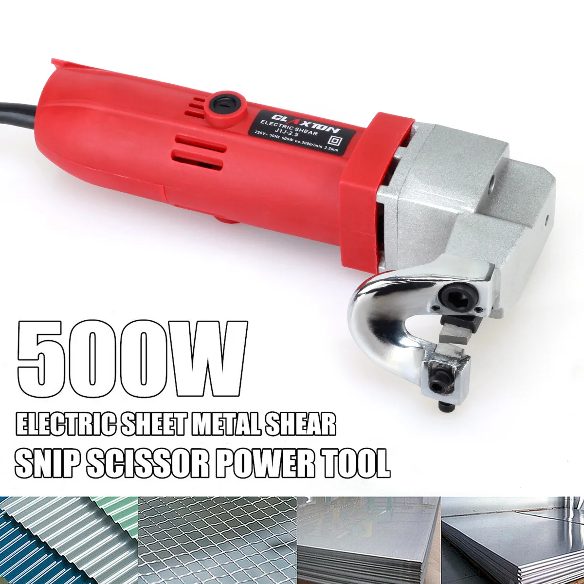 

580W Electric Sheet Metal Shear Snip Scissor Cutter 2.5mm Cutting Capacity Secateurs for Cutting Metal Board