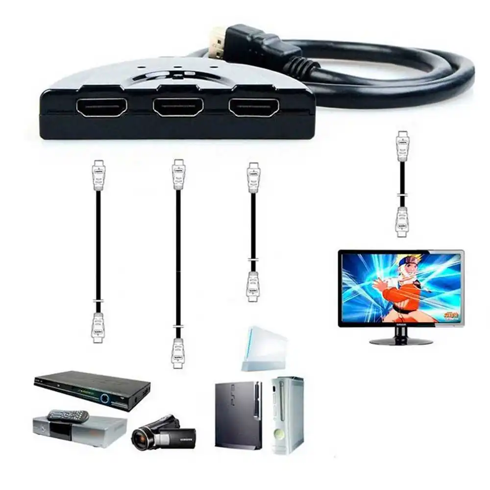 3 Порты и разъёмы Кабель-разветвитель HDMI 1080P Multi Коммутатор Концентратор коробка