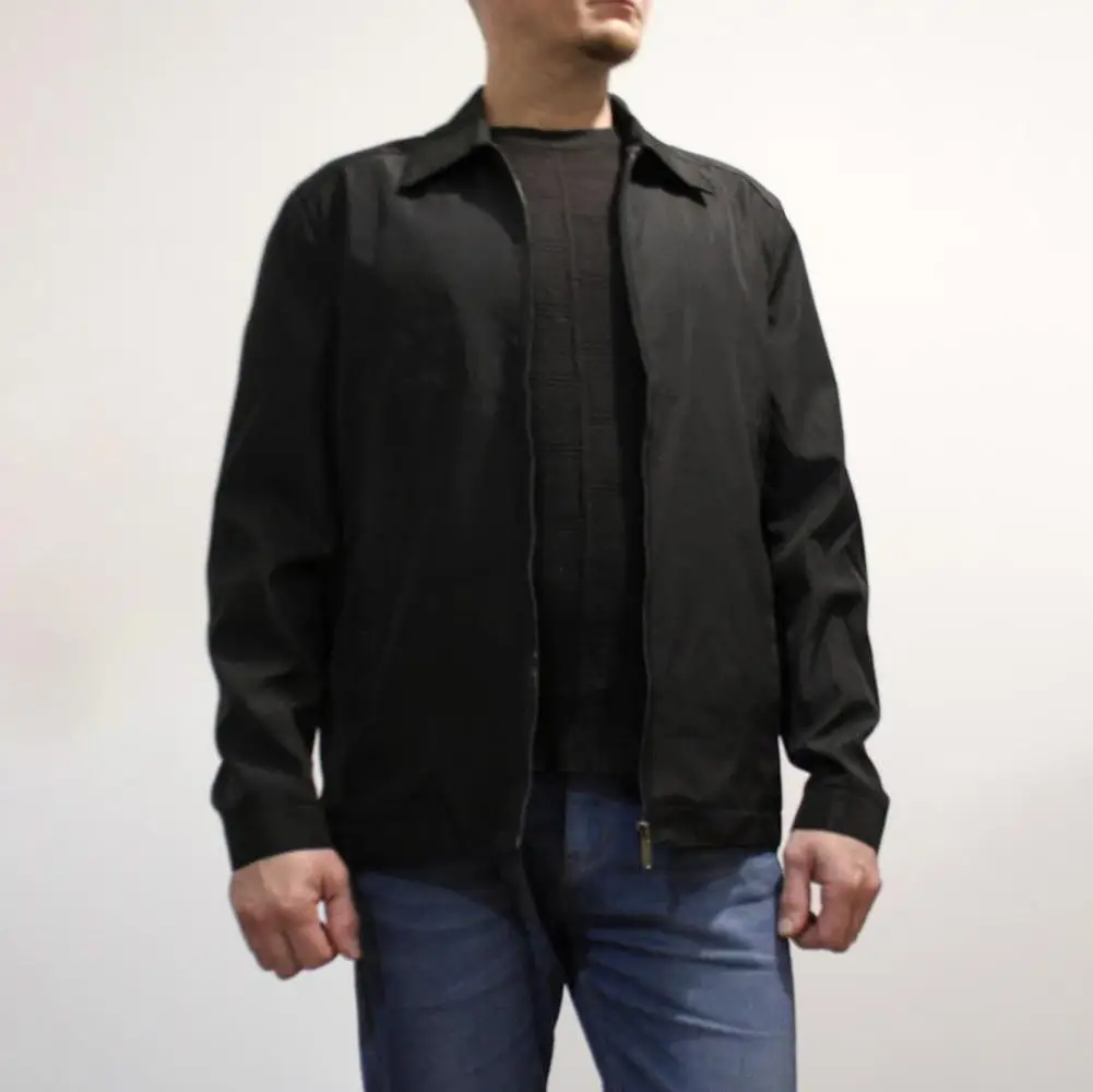 

Демисезонная Мужская модная куртка, качественная однотонная Черная Мужская ветровка, Высококачественная брендовая мужская одежда, параметры размера