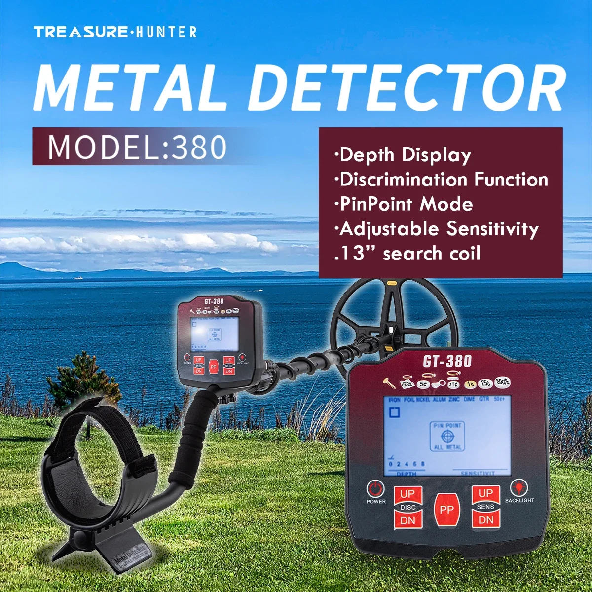 Металлоискатель Кладоискатель GT380 13 дюймов профессиональный подземный