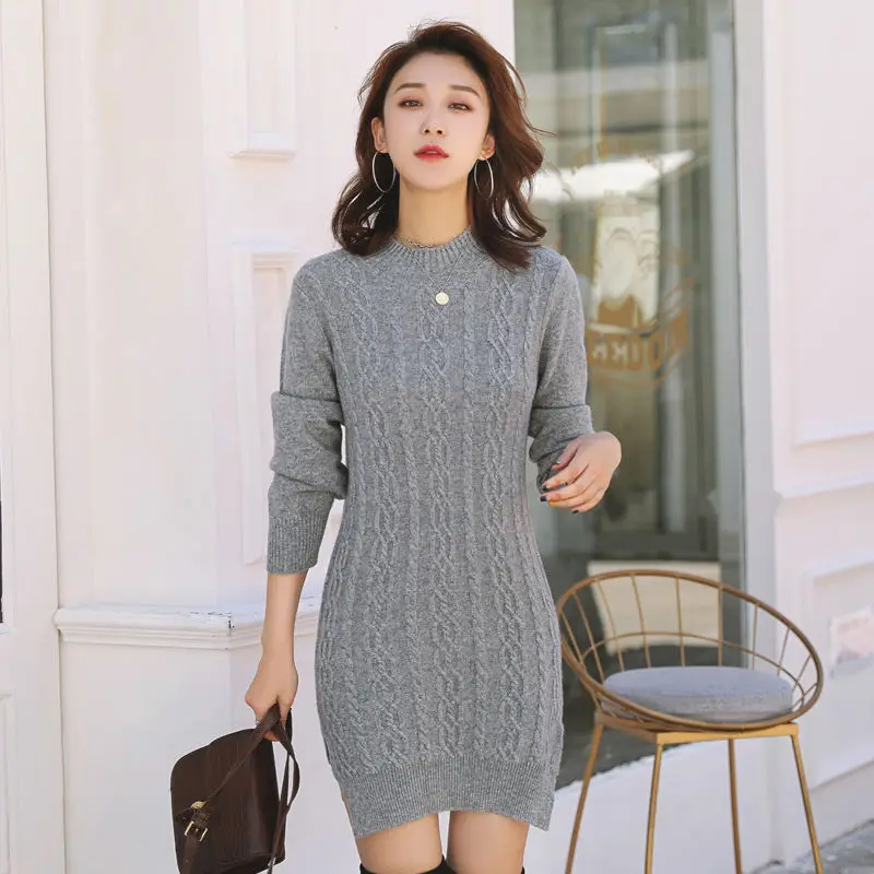 2022 Autumn And Winter New 100% Pure Wool Ladies Half Turtleneck Mid-length Fashion Solid Color Knitted Pullover Sweater Top