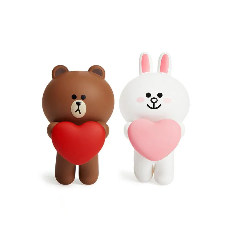 LINE FRIENDS Brown Cony Kawaii Heart Shaped Couple Cup Hanging Cartoon Cup Edge Doll Accessories Couple Cup Pendant Gift