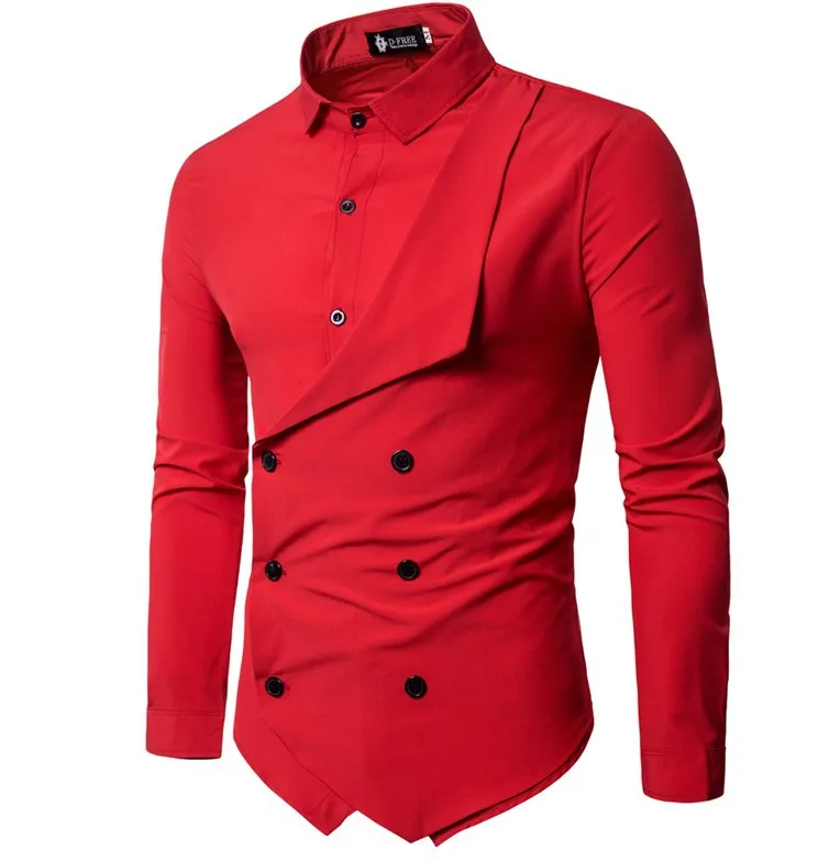 НОВАЯ тонкая мужская индивидуальная двубортная рубашка из двух частей с длинным