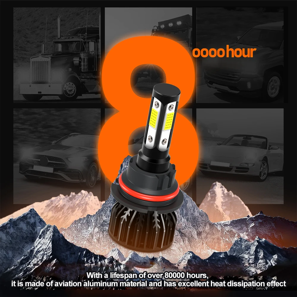 Светодиодная фара Canbus 9007 автомобильная лампа 6000K HiLo Beam 4 стороны CHip для Ford Crown Victoria