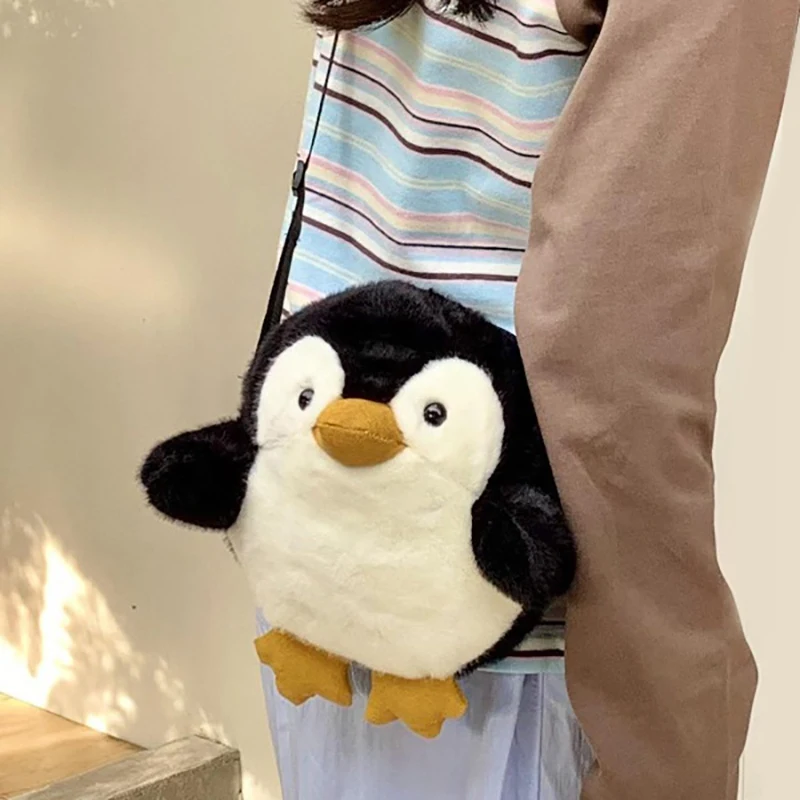 Cartoon Creative Penguin Plush Messenger Bag Cute Versatile Crossbody For Women Girls Fashion Kawaii Casual Doll Gifts