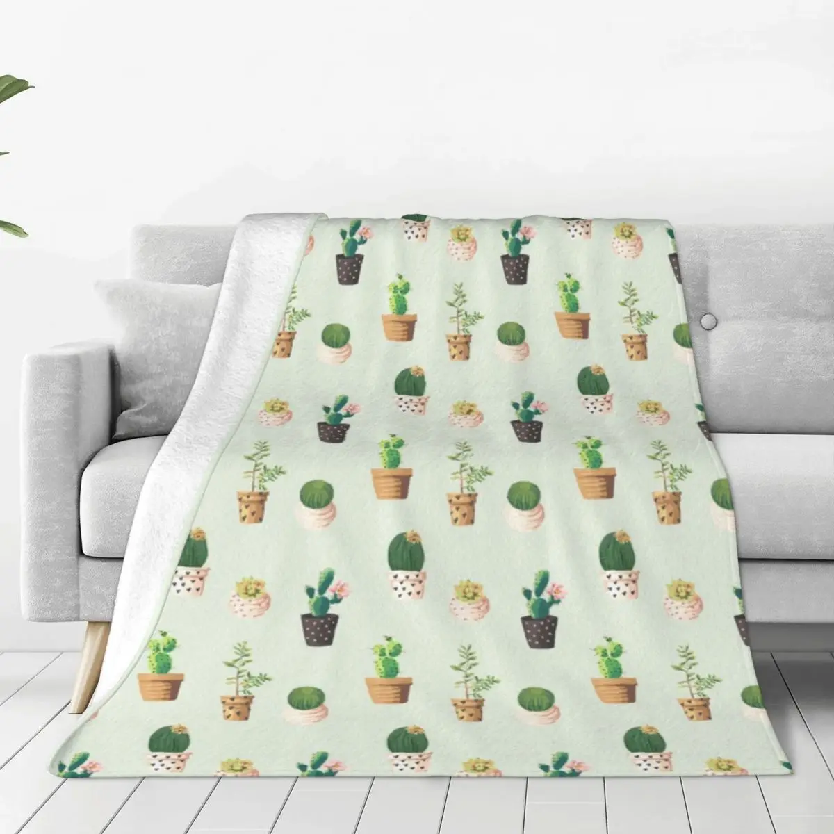Cactus Printed Blanket pattern unique variety Soft Cheap Bedspread Decorative Fleece For Photo Shoot Blanket