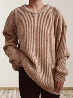 2022 new autumn winter women batwing sleeve casual pullovers o neck stripe loose fitting female knitted sweaters bottom knitwear