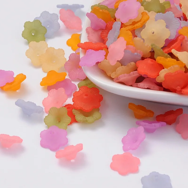 

500g Transparent Acrylic Beads Frosted Flower Mixed Color 11x4.5mm Hole: 1mm about 3800pcs/500g the wholesale of PL561