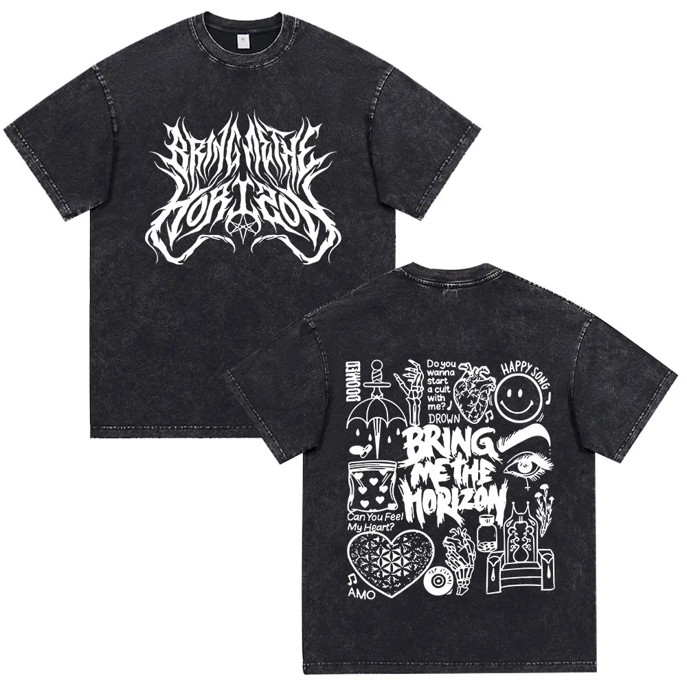 Винтажная Футболка BringMe TheHorizon с эффектом потертости модная Готическая футболка