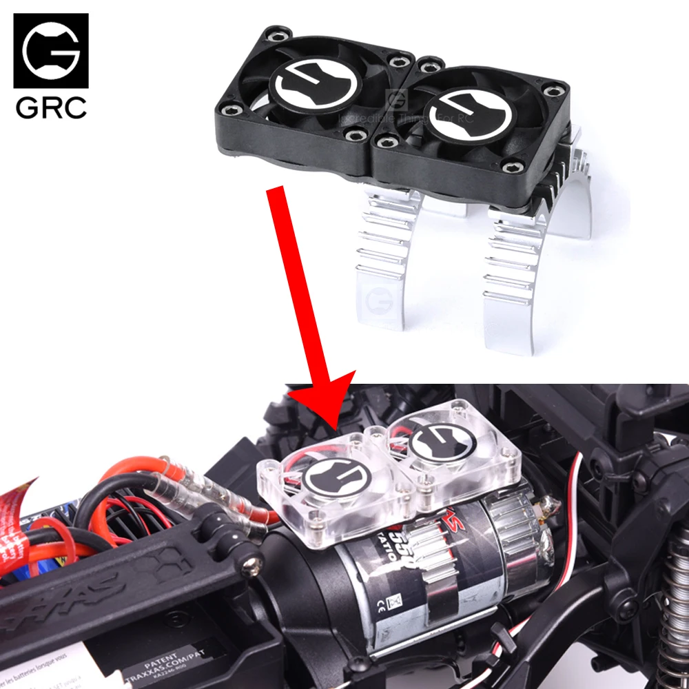 

GRC Heat Sensitive Radiator Motor Cooling 2 Fan for 1/10 RC Rock Crawler Car Axial SCX10 III TRX4 TRX6 G63 D110 35-36mm motor