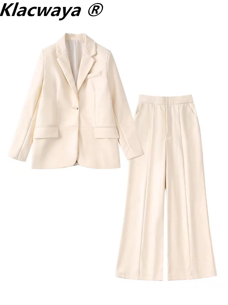 Klacwaya Women Suit Set Elegant Office Blazer Set Woman 2 Pieces Trouser Suits Women Suit Blazers And Pants