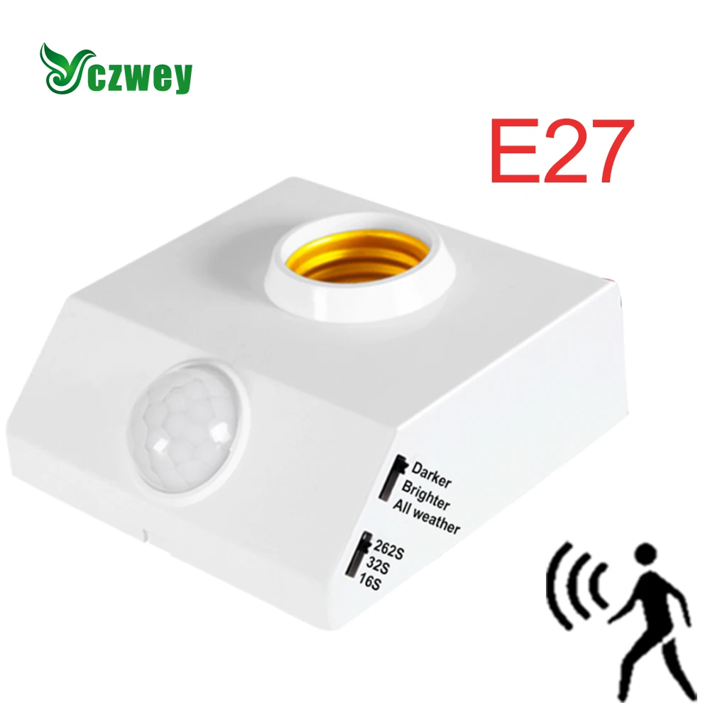 

Светильник с пассивным инфракрасным датчиком движения, E27 адаптер с регулируемой яркостью и задержкой, подходит для лестниц, коридоров, под...