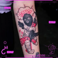 12x19cm eros cupid european american gangster tide flower arm tattoo stickers waterproof fashion men and women tattoo
