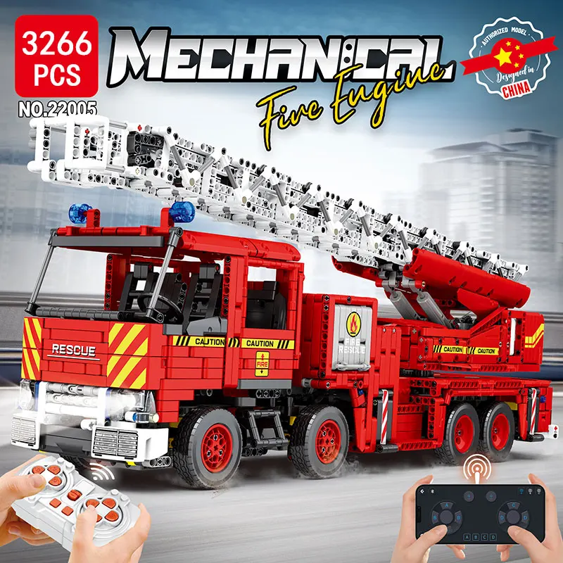 

Высокотехнологичный 22005 моторизованный пожарный инженерный лестничный грузовик пожарная техника модель автомобиля строительные блоки APP ...