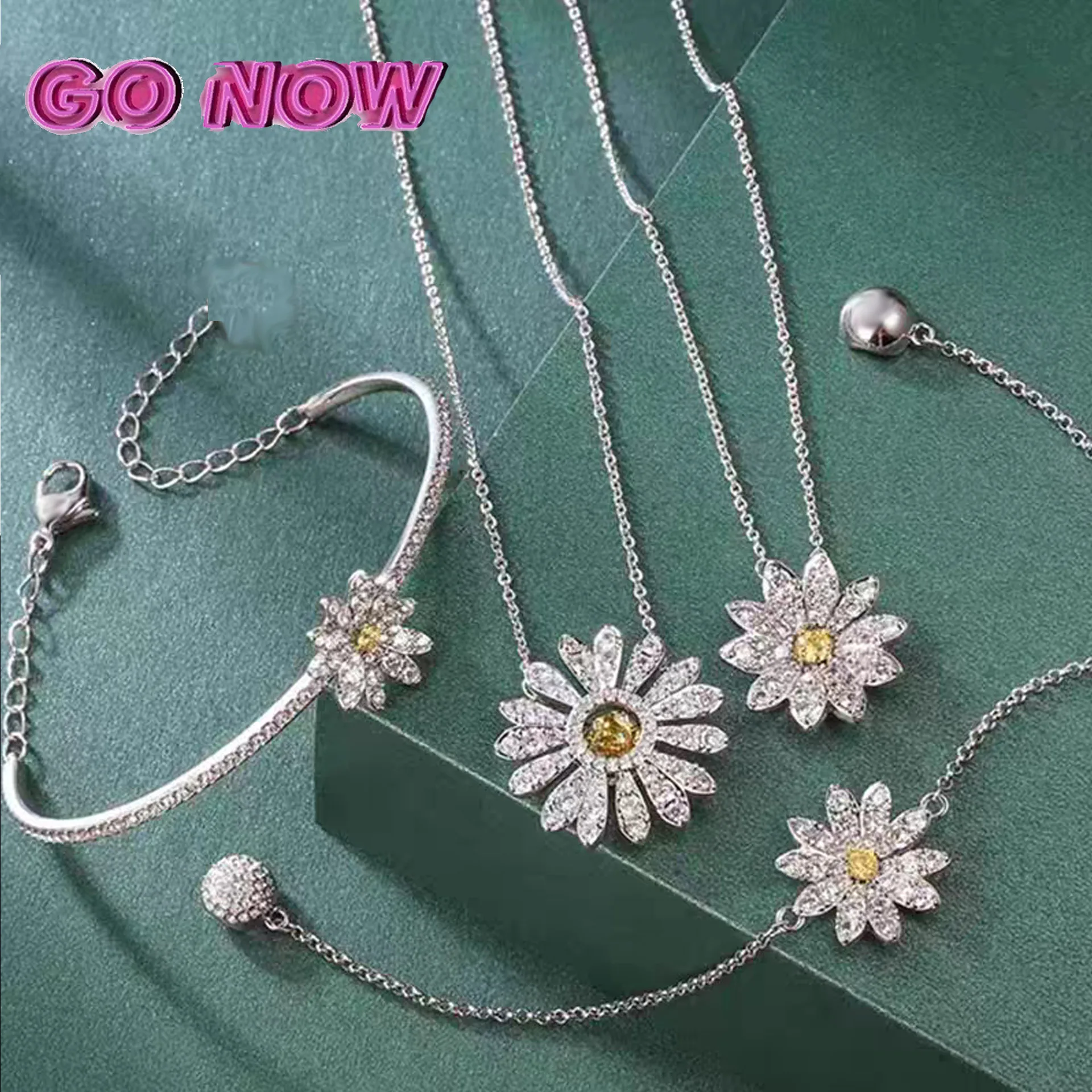 Женский браслет и серьги нежное Очаровательное ожерелье из серии Вечный цветок с