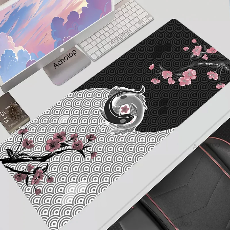 

Ying Yang Koi Mouse Mats Pink Large Natural Rubber Mouse Pad Sakura Art Mousepads Gamer Mousepad Desk Pads Keyboard Mats 900x400