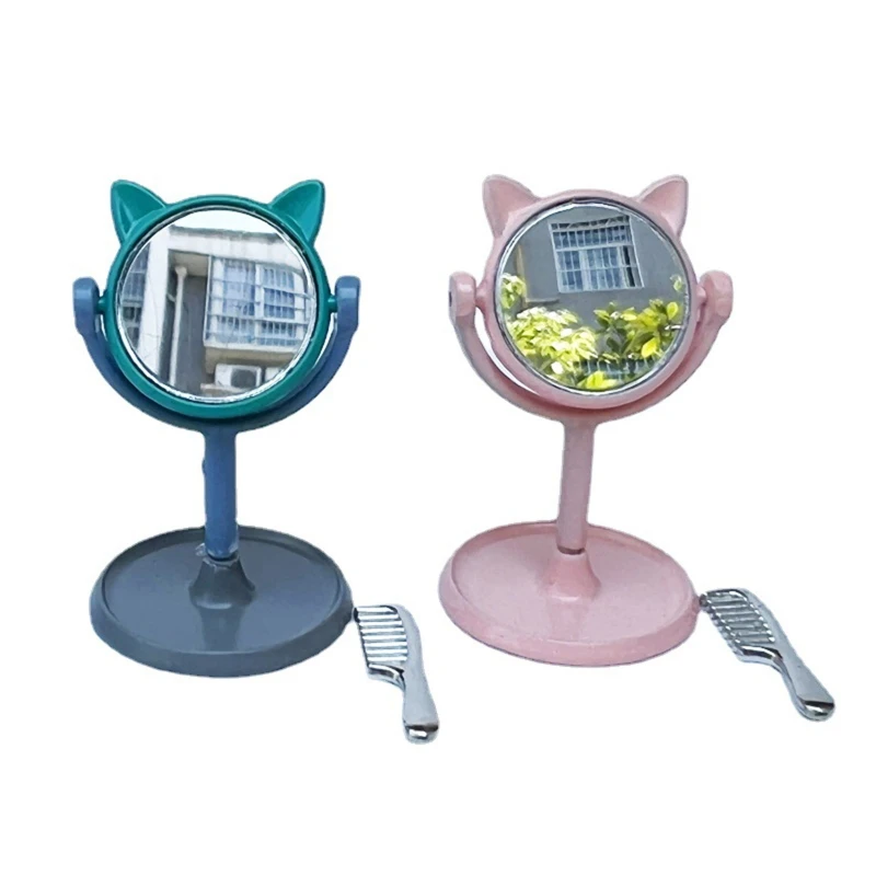 

1/12 Scaled Miniature Makeup Mirror Comb Model Figurine Kids Doll Dollhouse Accs