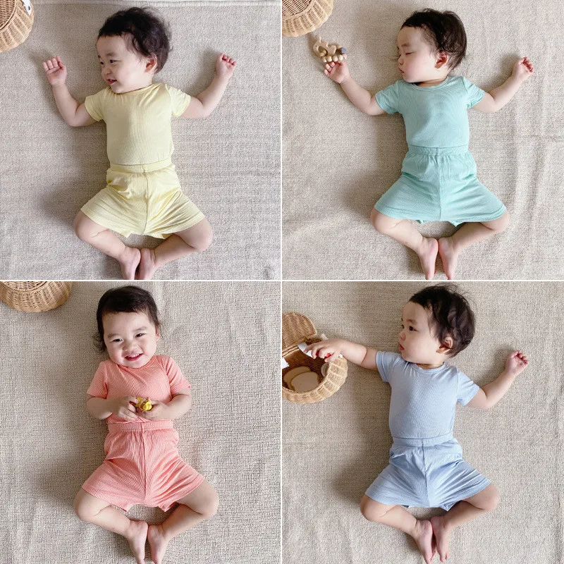 

Boys and girls suits baby pajamas summer thin baby air conditioning Newborn clothing children home clothes