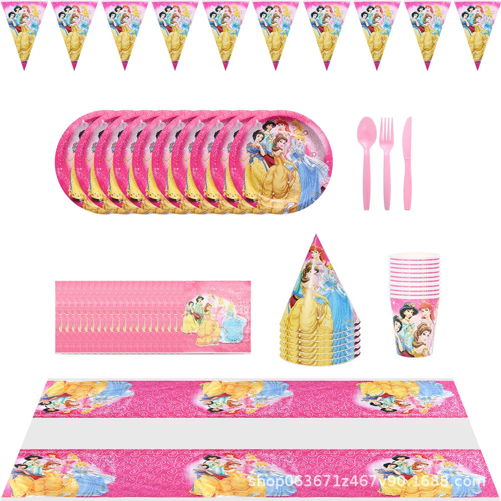 

Disney Princess Girl Birthday Party Supplies Snow White Bell Dinnerware Set Tablecloth for Kids Baby Shower Wedding Party Decor