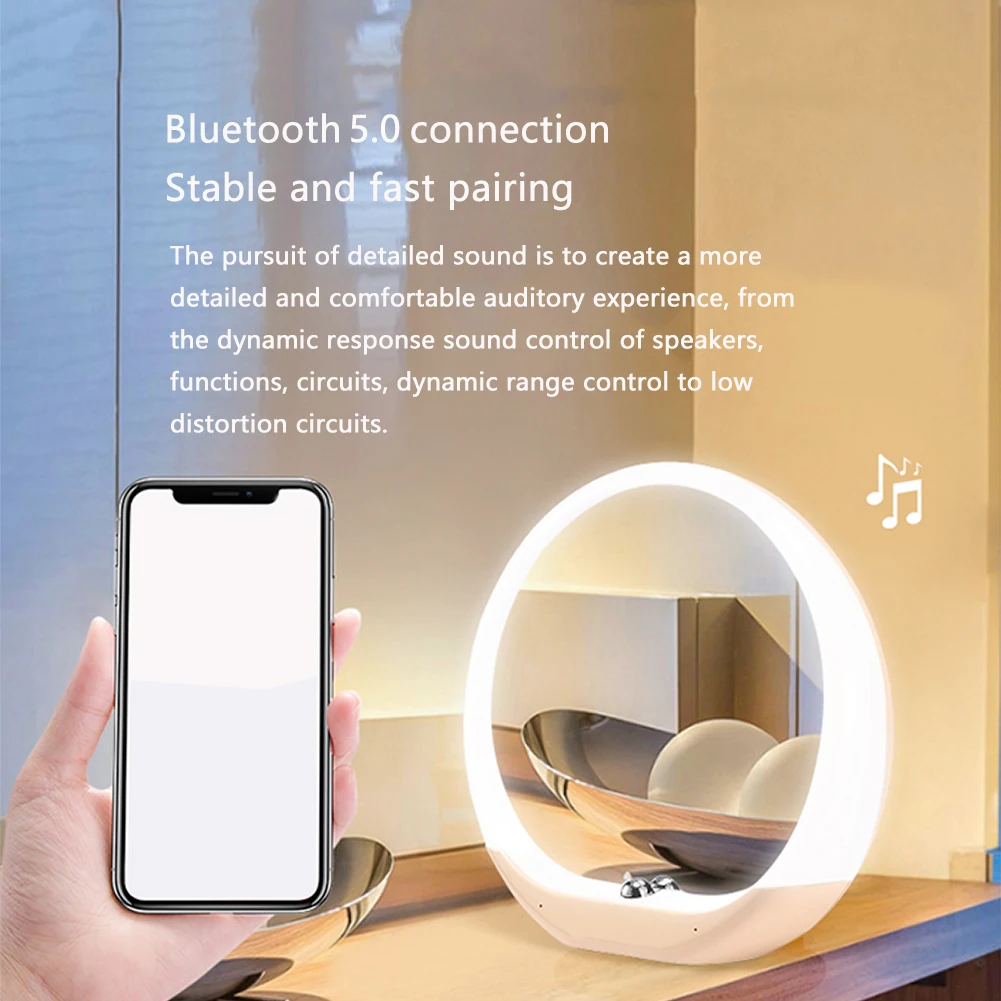 Makeup Mirror Rechargeable Wireless Adjustable Angle Home Table Lamp LED Light Speaker FM Radio Remote Control Audio | Красота и