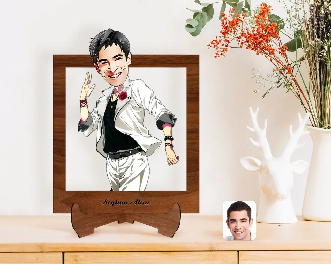 

Персонализированные Для мужчин с карикатурой деревянная стойка 3D Biblo-34