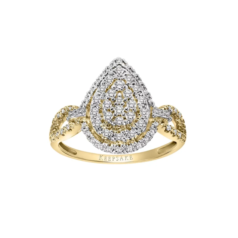 

3/8ctw 10KT Yellow Gold Pear Limited Edition Genuine Certified Diamond Ring by Keepsake