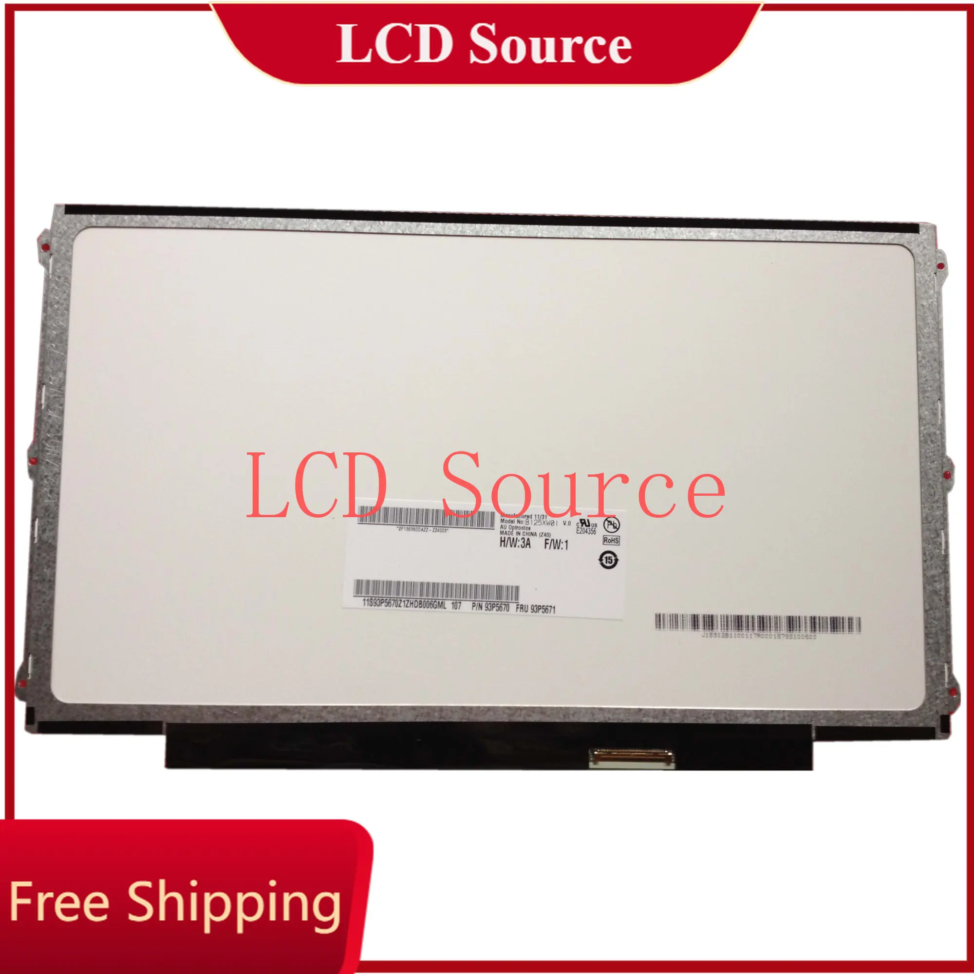 ЖК-экран для ноутбука B125XW01 V.0, подходит для LTN125AT01 LP125WH2 TLB1 B125XW03 1366(RGB)× 768 12,5 дюйма, левый и правый, с 3 отверстиями для винтов