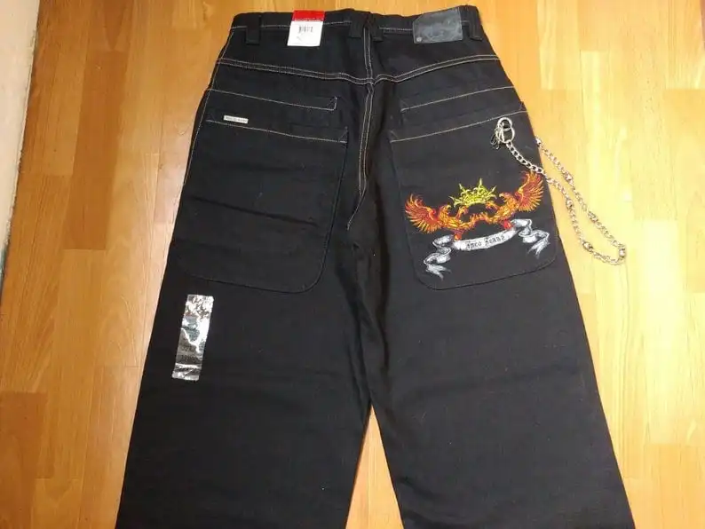 

Винтажные джинсы Y2K, один размер, мешковатые брюки в стиле 90-х, одежда в стиле хип-хоп 1920-х годов, прямые широкие джинсы для мужчин, уличная одежда