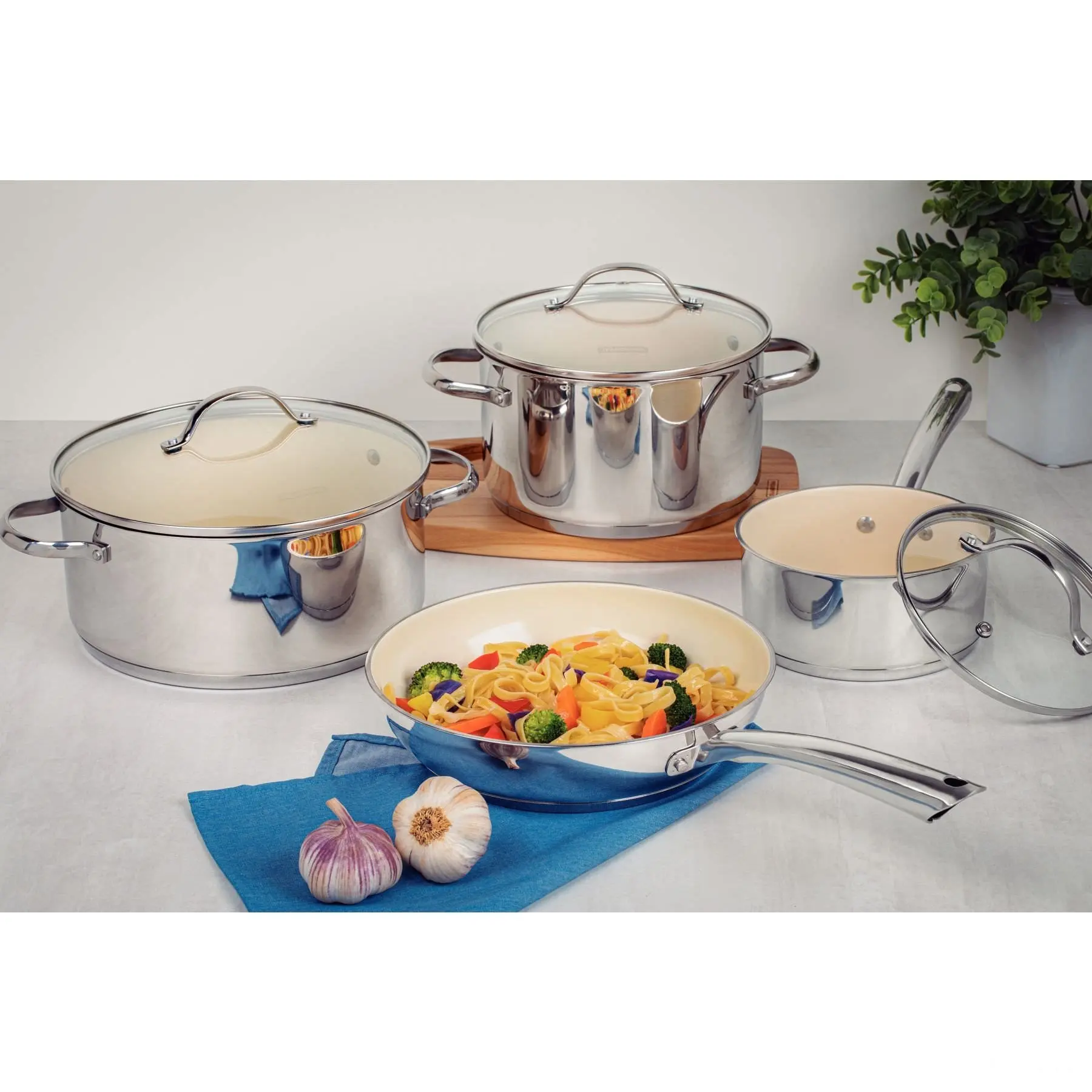 Набор керамической посуды Tramontina Una посуда из нержавеющей стали с тройным дном и